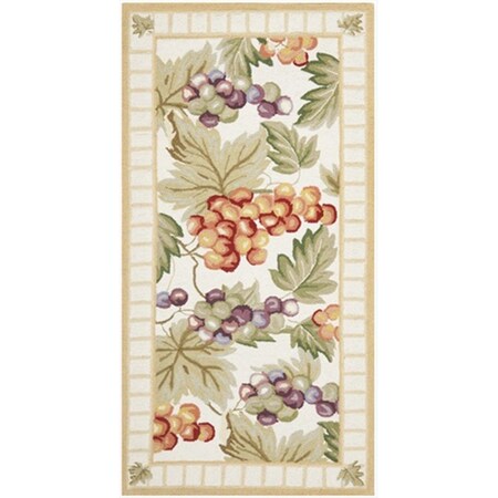 Safavieh 2 ft. - 6 in. x 5 ft. Runner- Country and Floral Chelsea Ivory Hand Hooked Rug HK162A-25